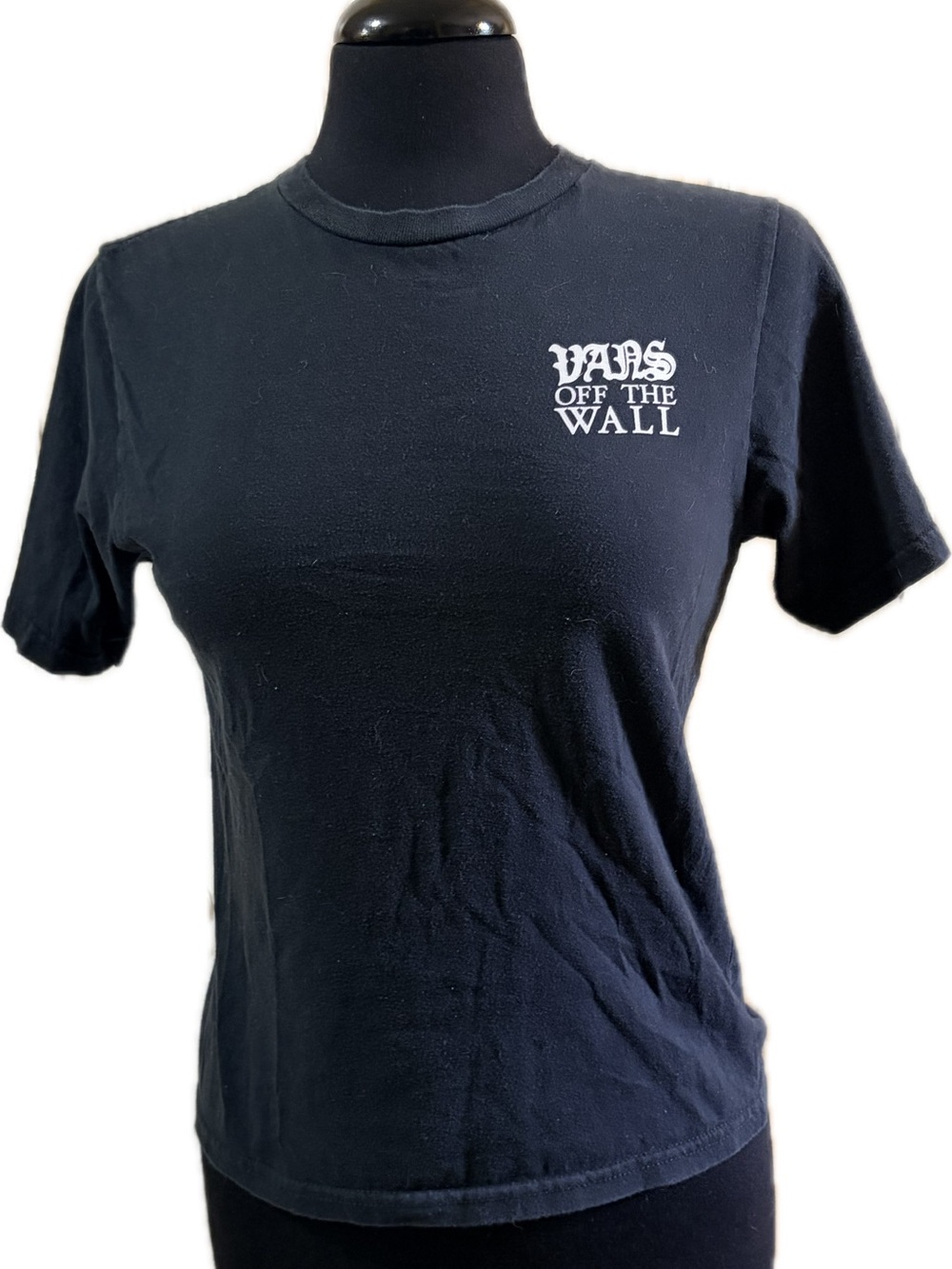 Vans Black Short Sleeve Women's Crew Tee with White Logo